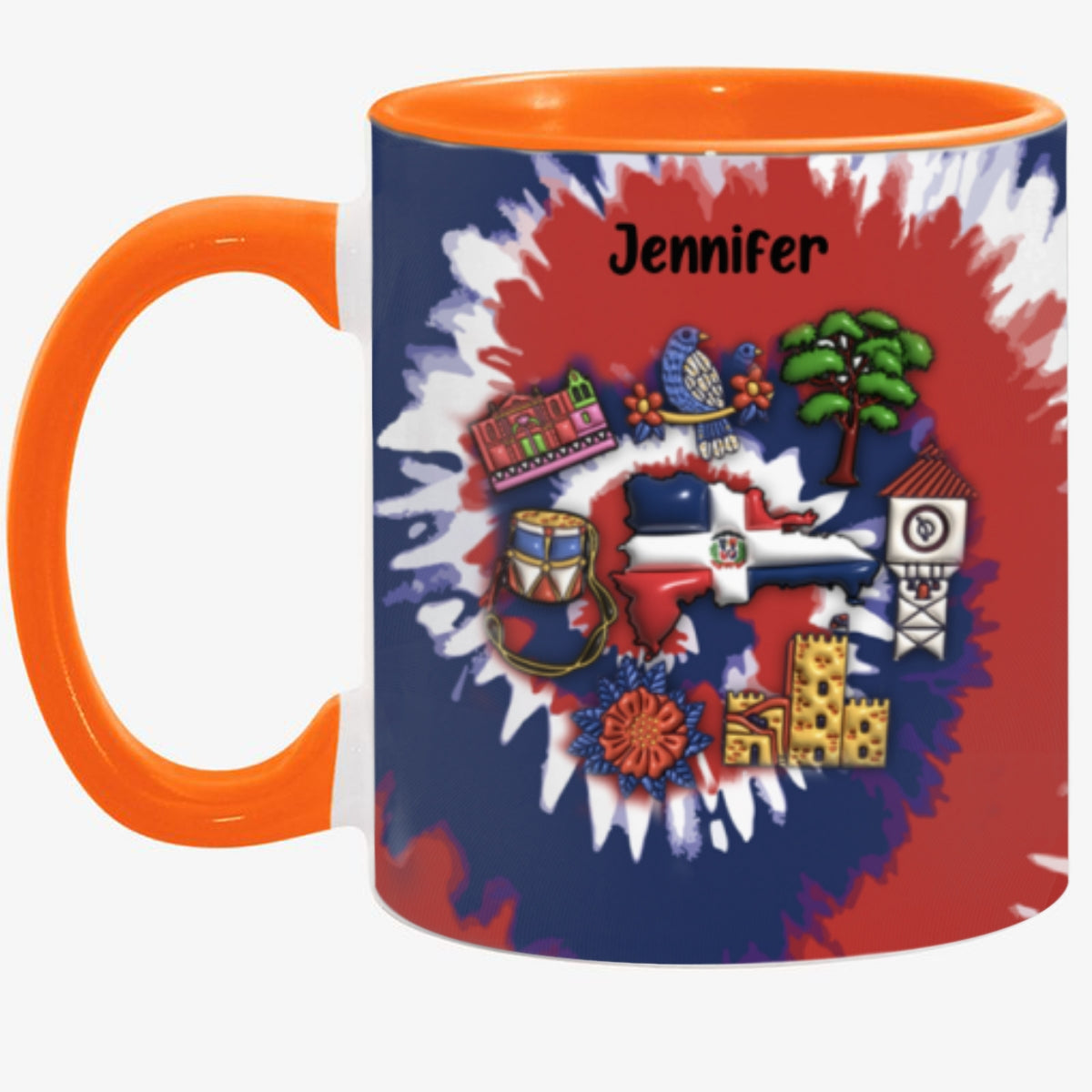 Customized Dominican Republic Coffee Mug Cup With Tie Dye Effect