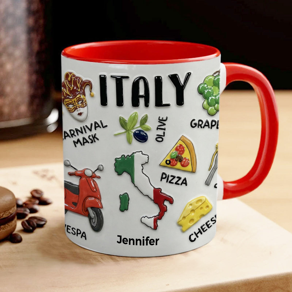 Personalized Italy Accent Mug And Name
