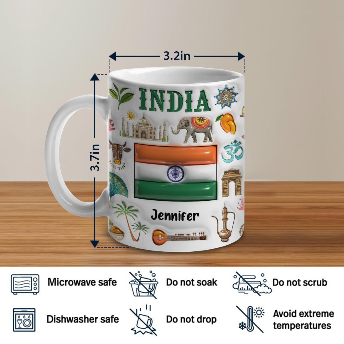 Custom India Coffee Mug Cup With Your Name