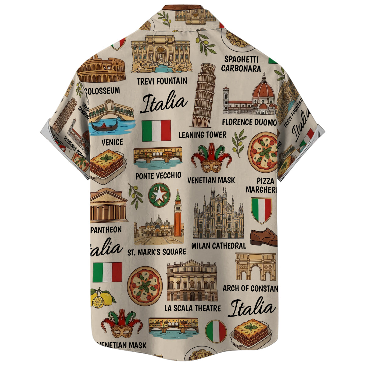 Italia Hawaiian Shirt With Italia Symbols, Flag