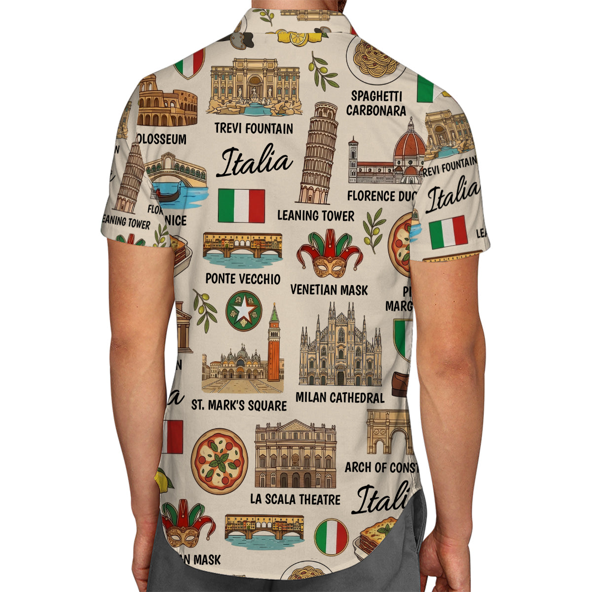 Italia Hawaiian Shirt With Italia Symbols, Flag