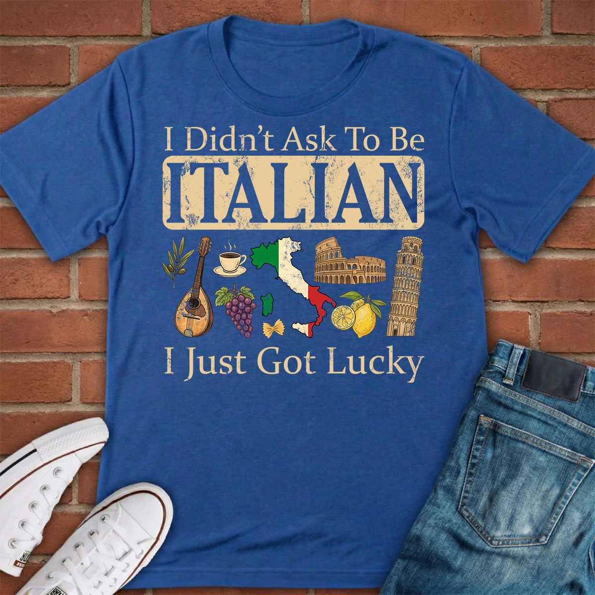 Italian I just Got Lucky T-shirt And Symbols