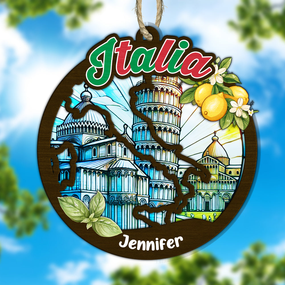 Italia Personalized Window Hanging Suncatcher Ornament
