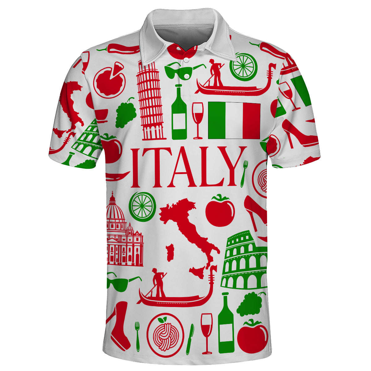 Italy With Colorful Symbols Polo Shirt