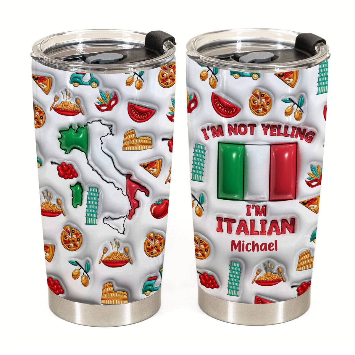 I'm Not Yelling I'm Italian Personalized Tumbler With Your Name