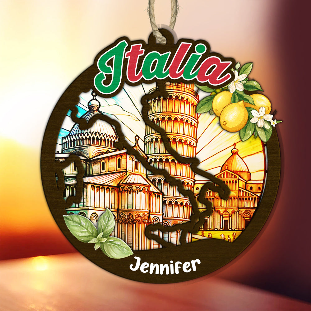Italia Personalized Window Hanging Suncatcher Ornament
