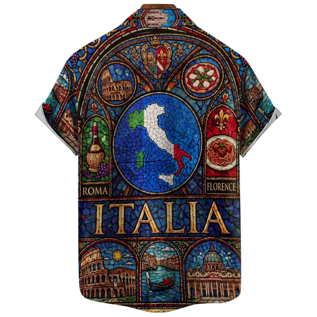 Italia Hawaiian Shirt With Stained Glass Art For Vacation
