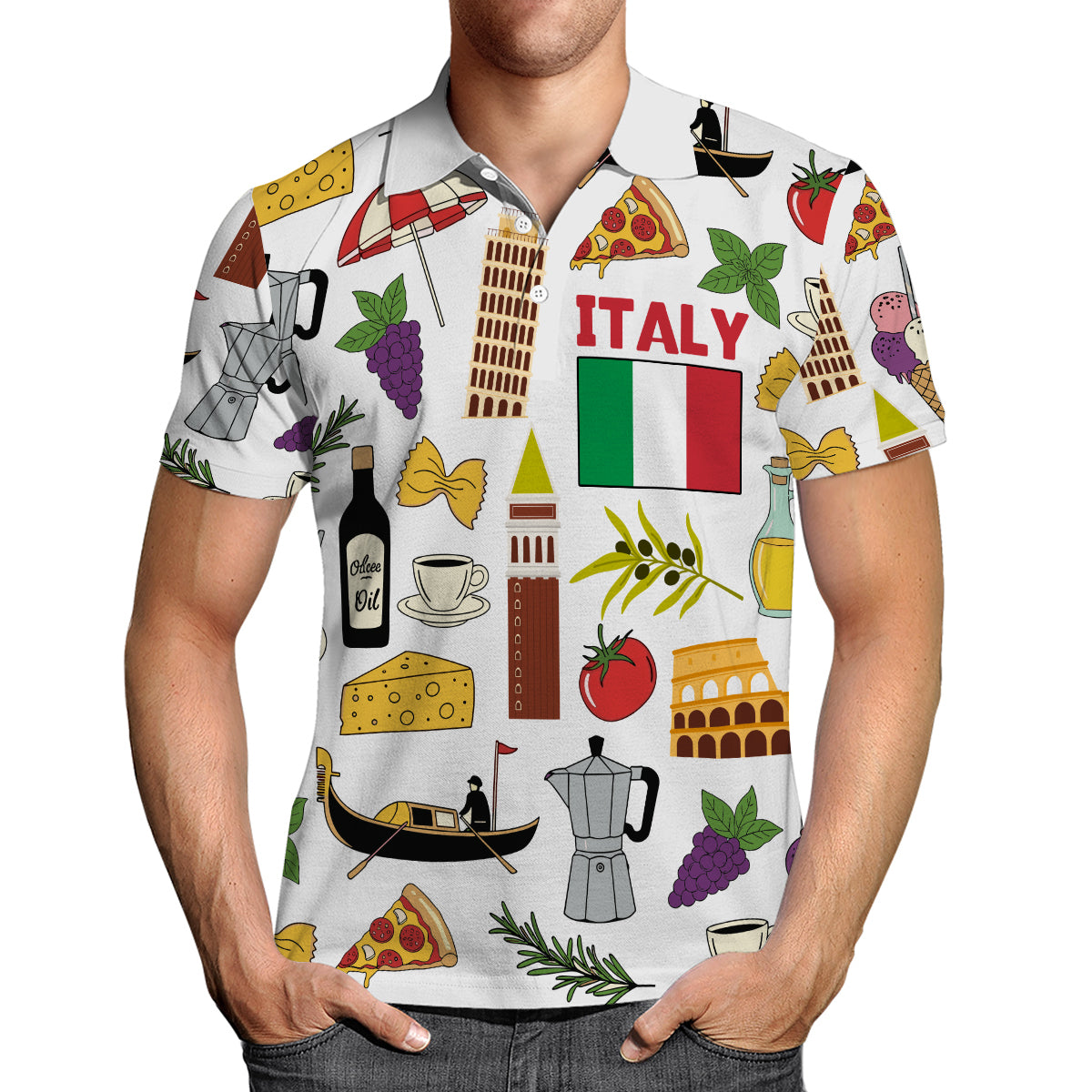 Italy Flag With Symbols Polo Shirt