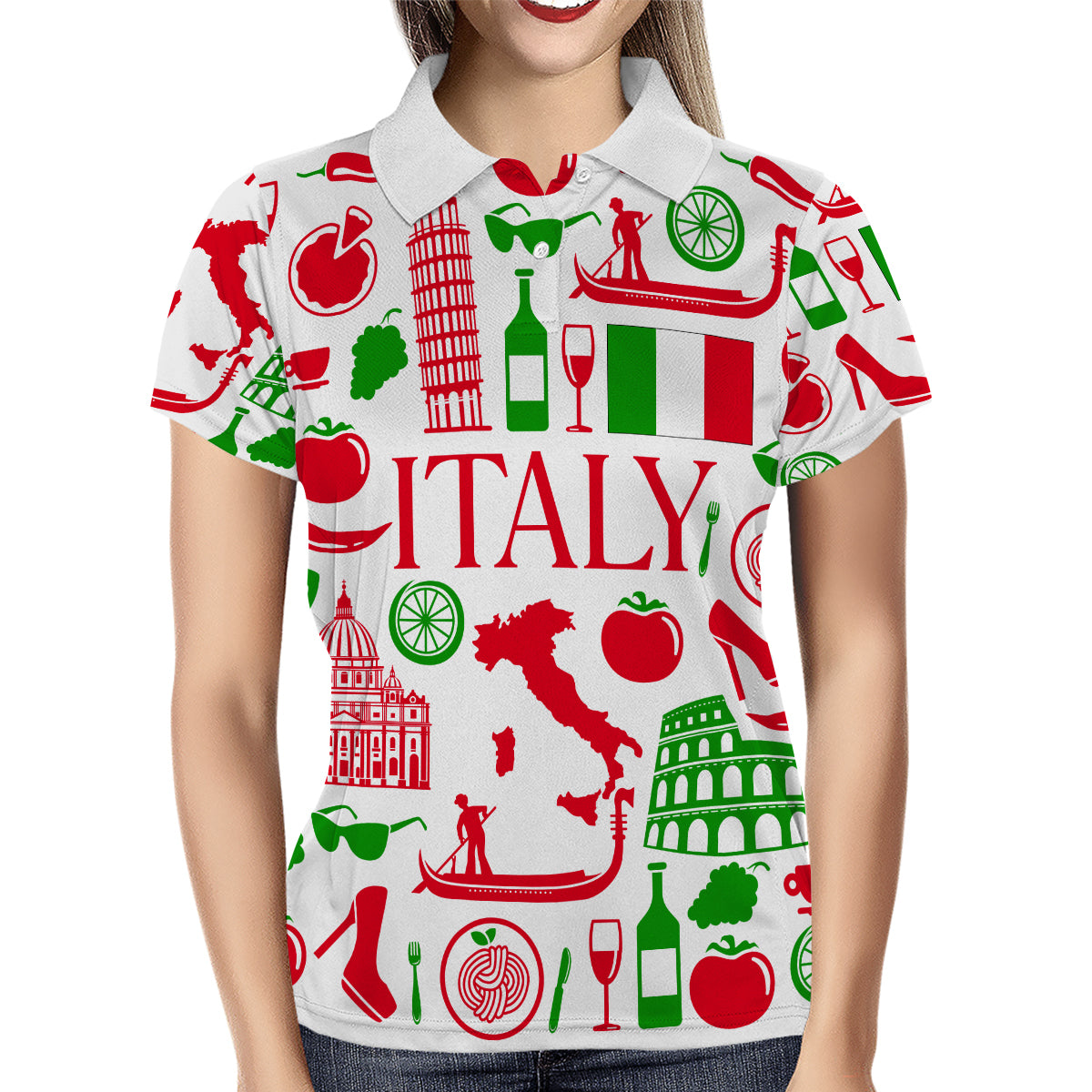 Italy With Colorful Symbols Polo Shirt