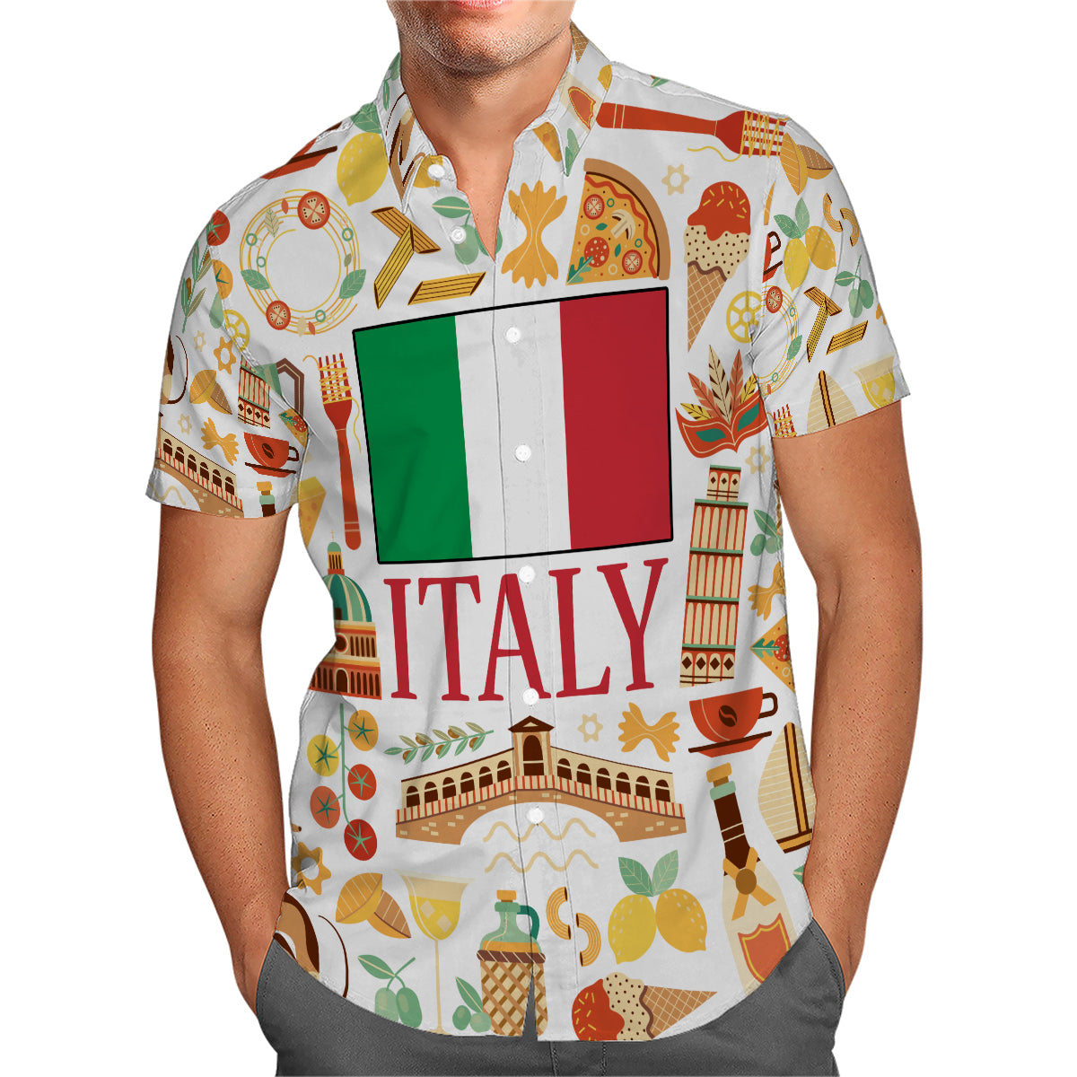 Italy Hawaiian Shirt With Italy Flag In Center