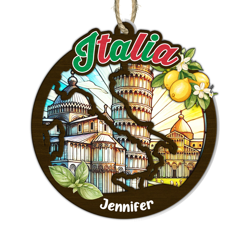 Italia Personalized Window Hanging Suncatcher Ornament