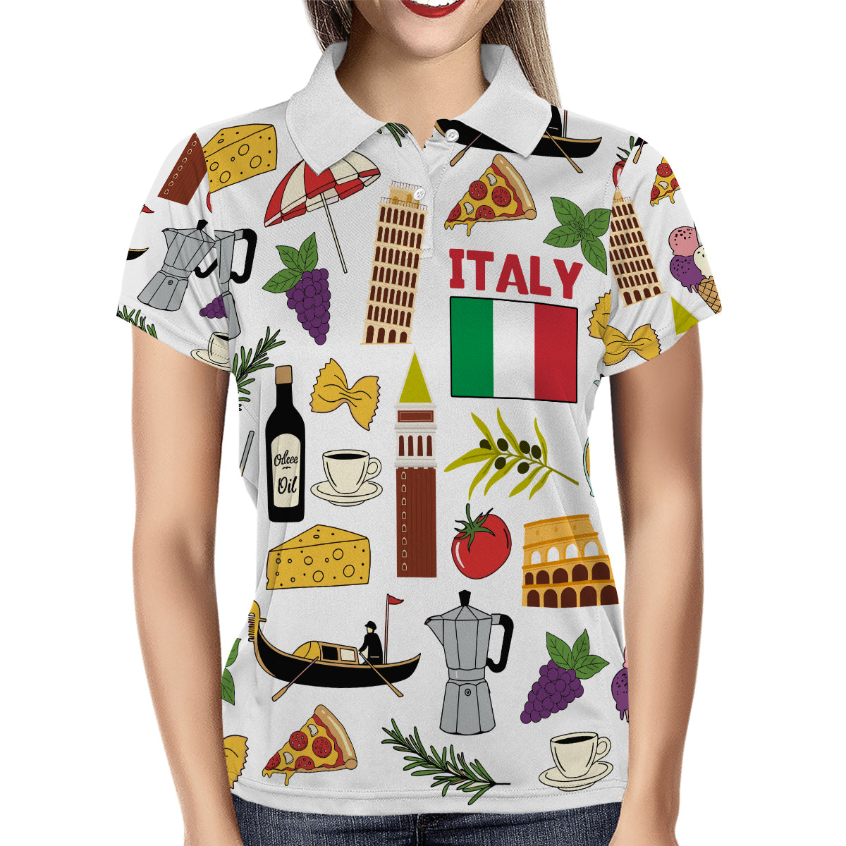 Italy Flag With Symbols Polo Shirt