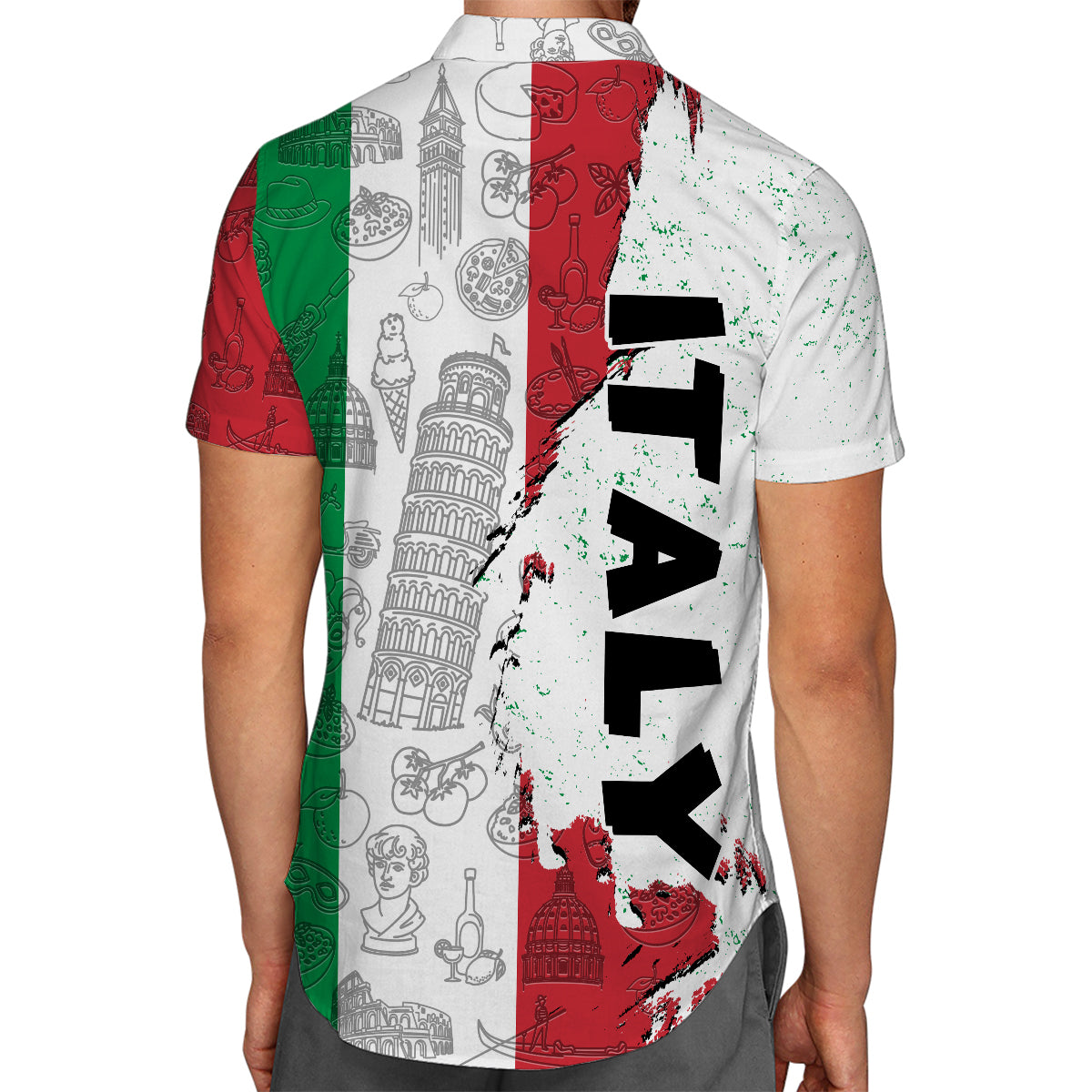 Italy Hawaiian Shirt With A Half Flag And Symbols