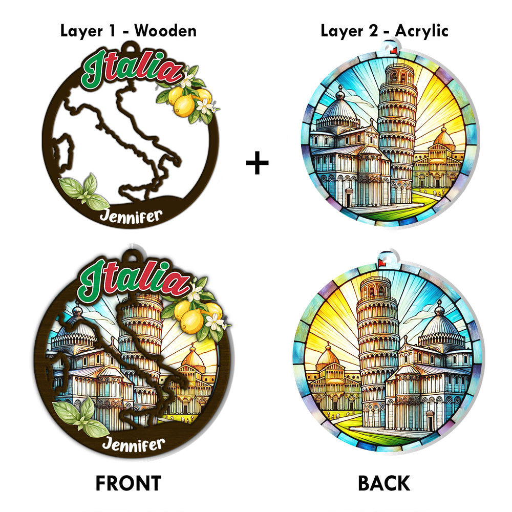Italia Personalized Window Hanging Suncatcher Ornament
