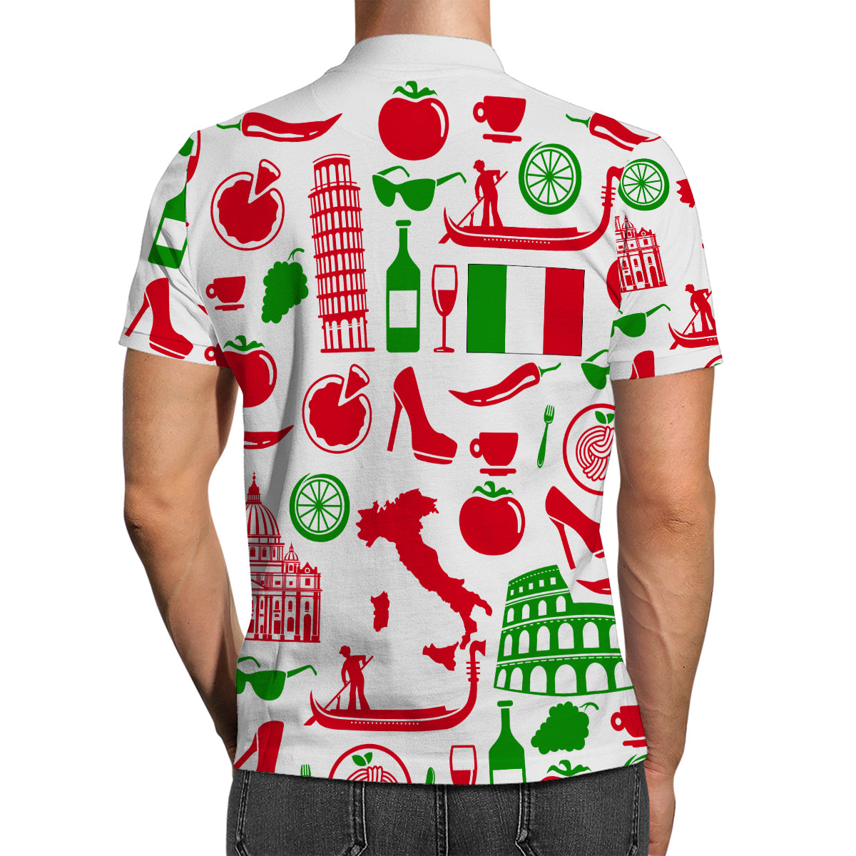 Italy With Colorful Symbols Polo Shirt