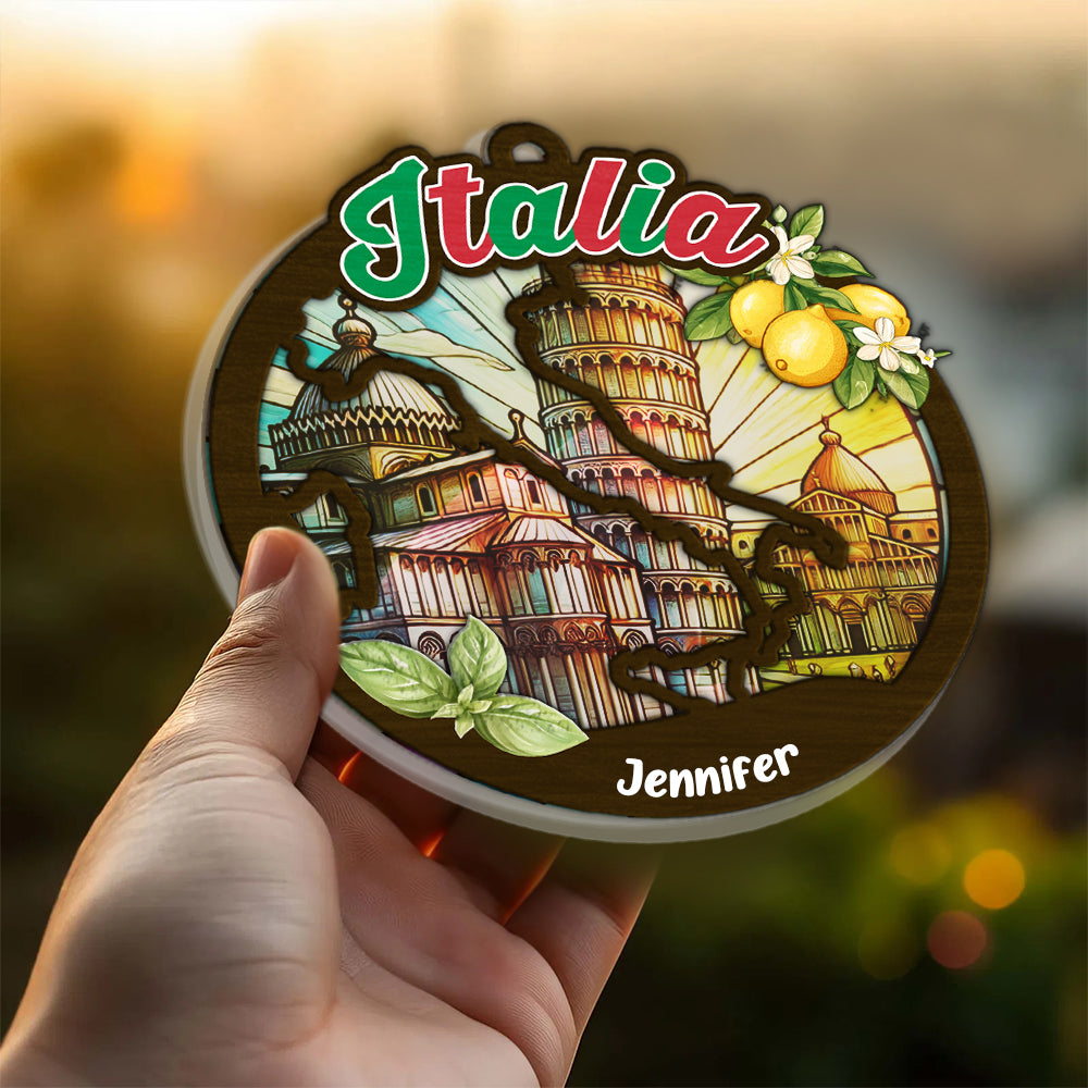 Italia Personalized Window Hanging Suncatcher Ornament
