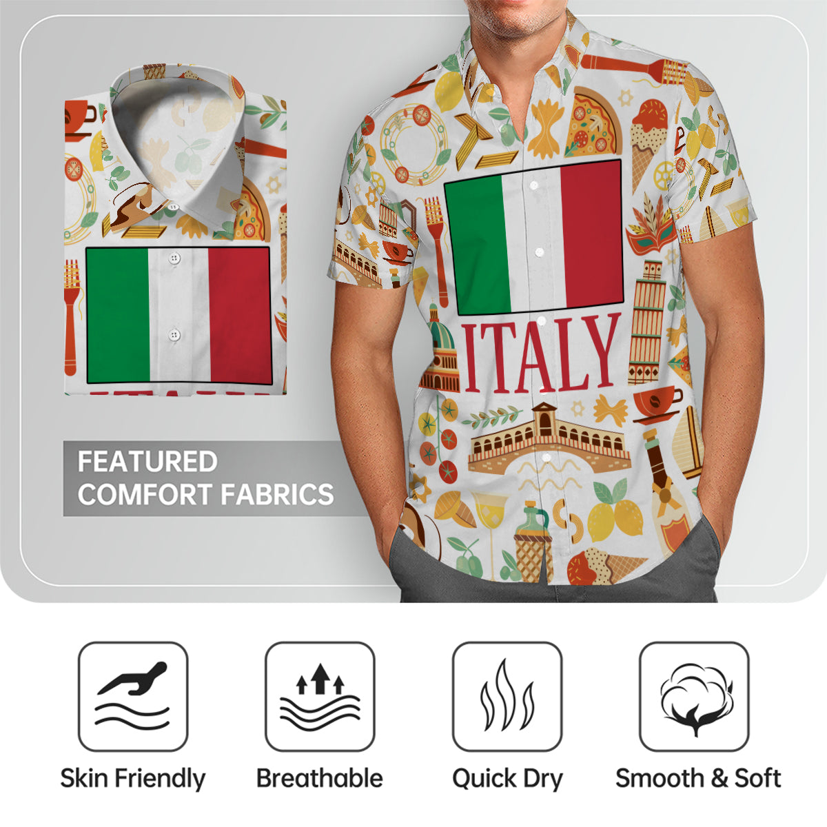 Italy Hawaiian Shirt With Italy Flag In Center