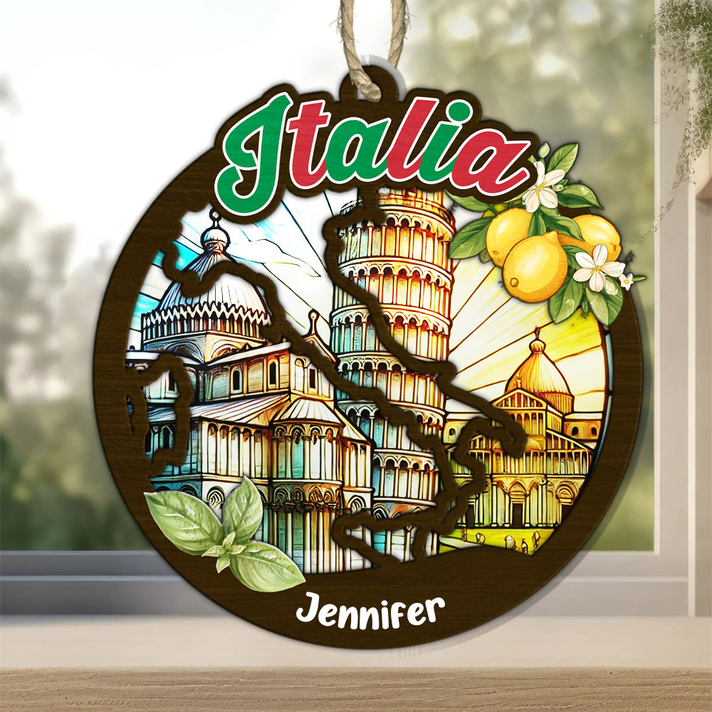 Italia Personalized Window Hanging Suncatcher Ornament