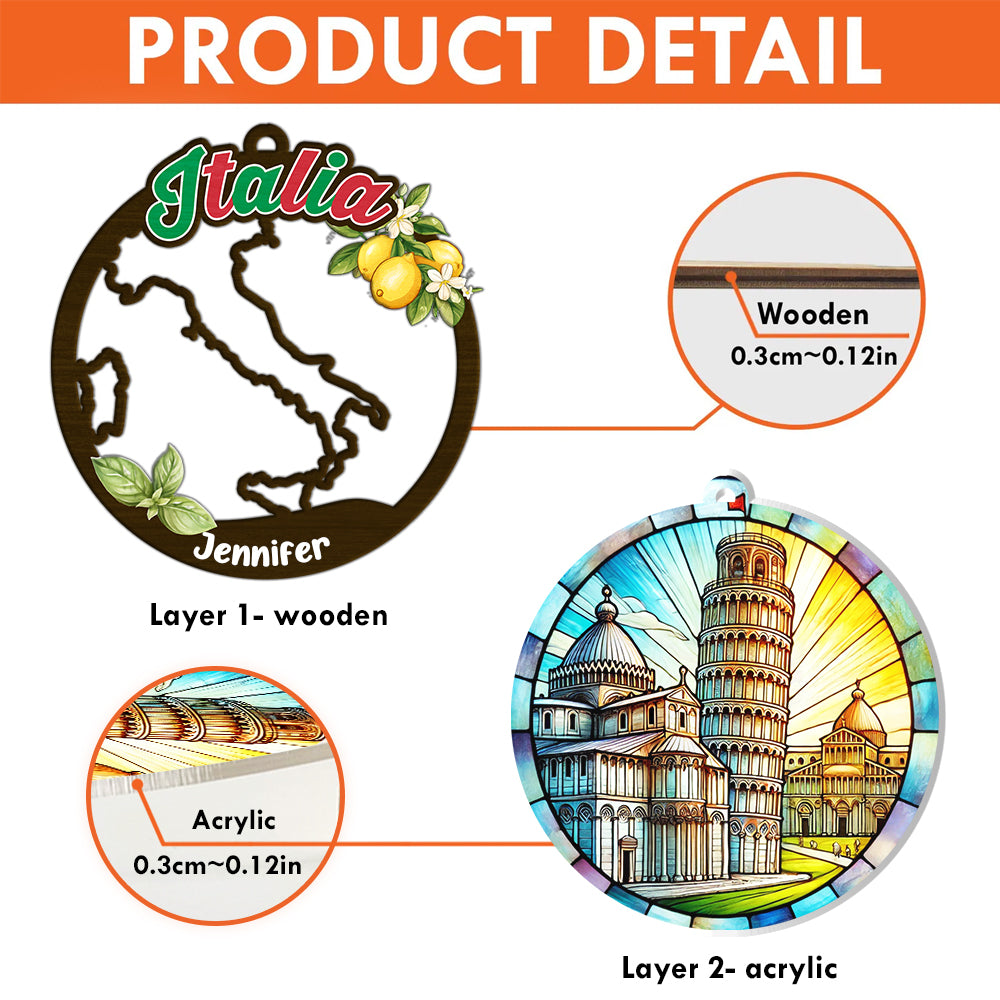 Italia Personalized Window Hanging Suncatcher Ornament