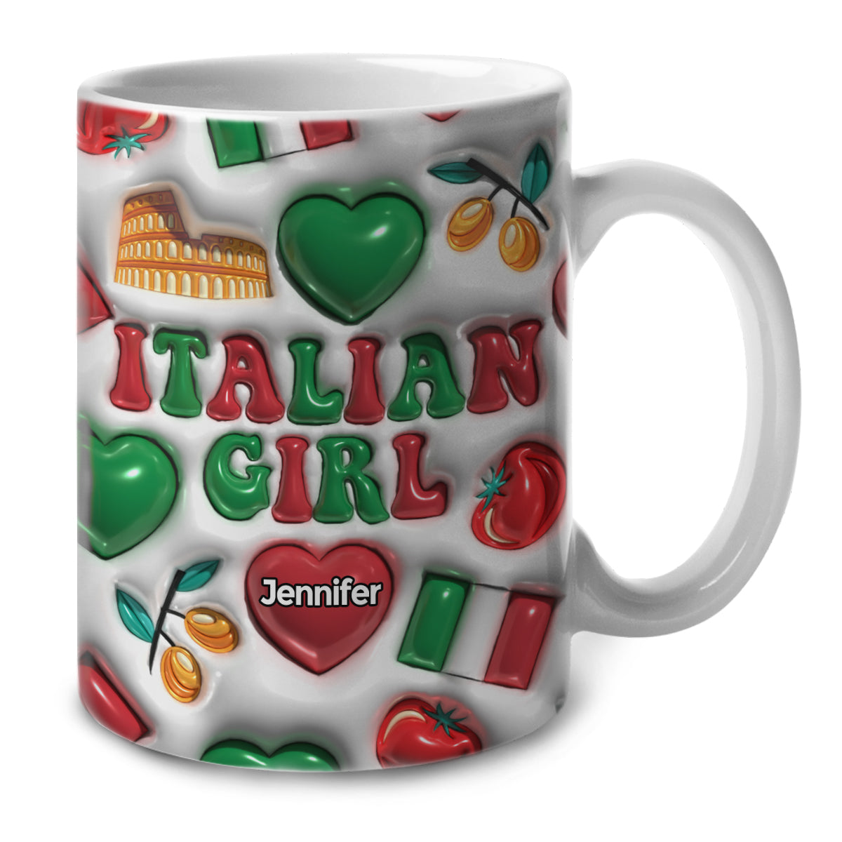 Italy Italian Girl Coffee Mug Cup With Custom Your Name