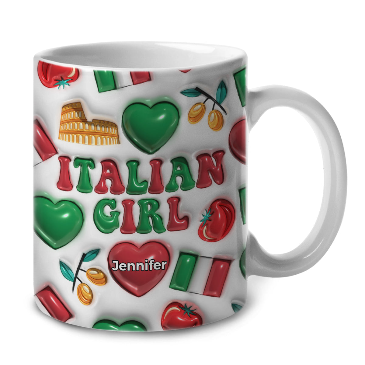Italy Italian Girl Coffee Mug Cup With Custom Your Name
