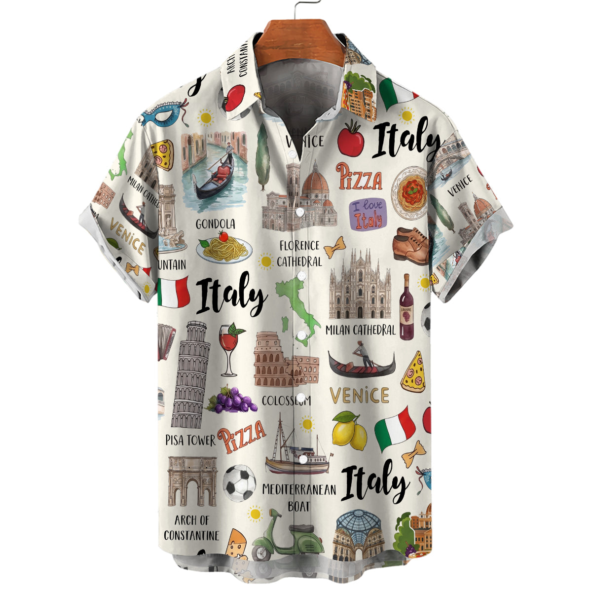 Italy Style Hawaiian Shirt With National Symbols
