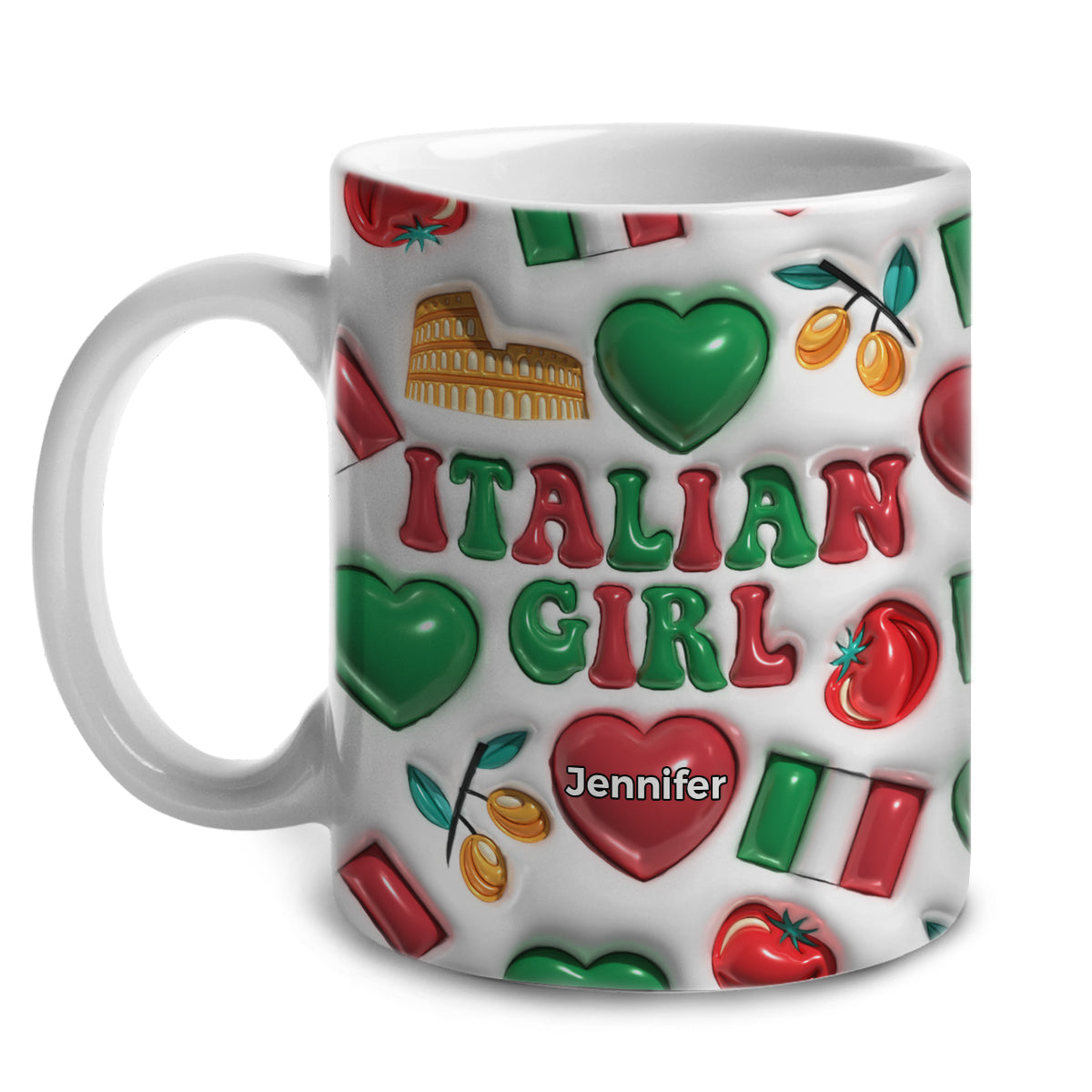 Italy Italian Girl Coffee Mug Cup With Custom Your Name