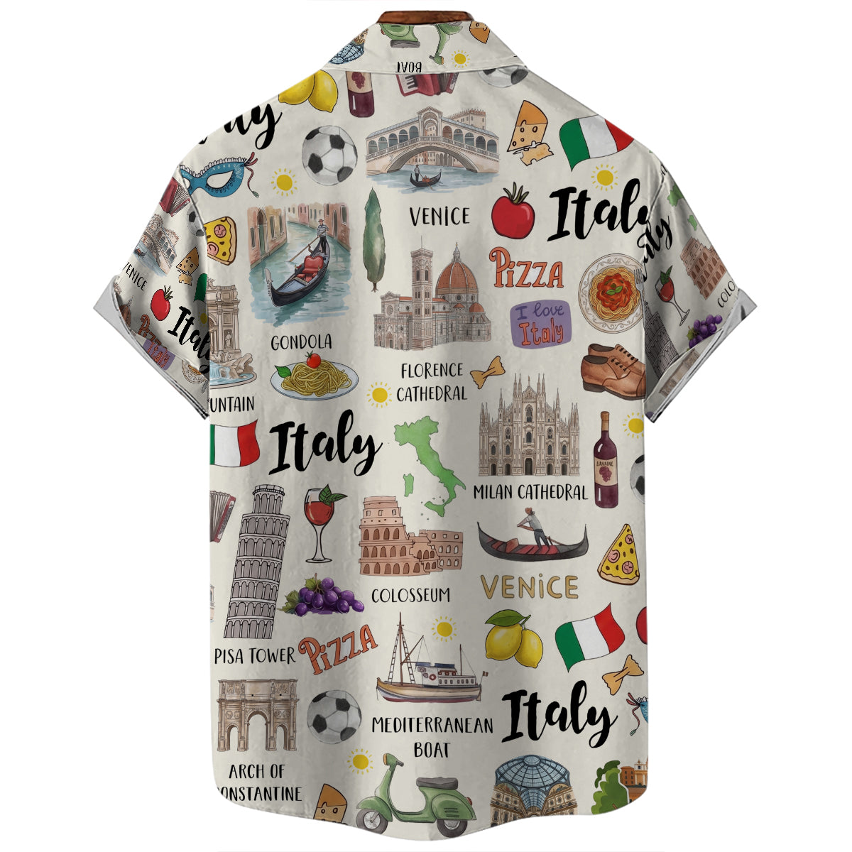 Italian Style Hawaiian Shirt With National Symbols