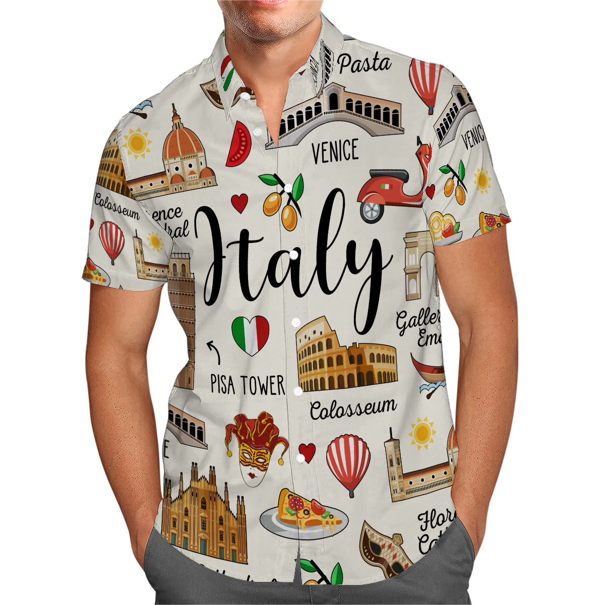 Italy Hawaiian Shirt With Symbols