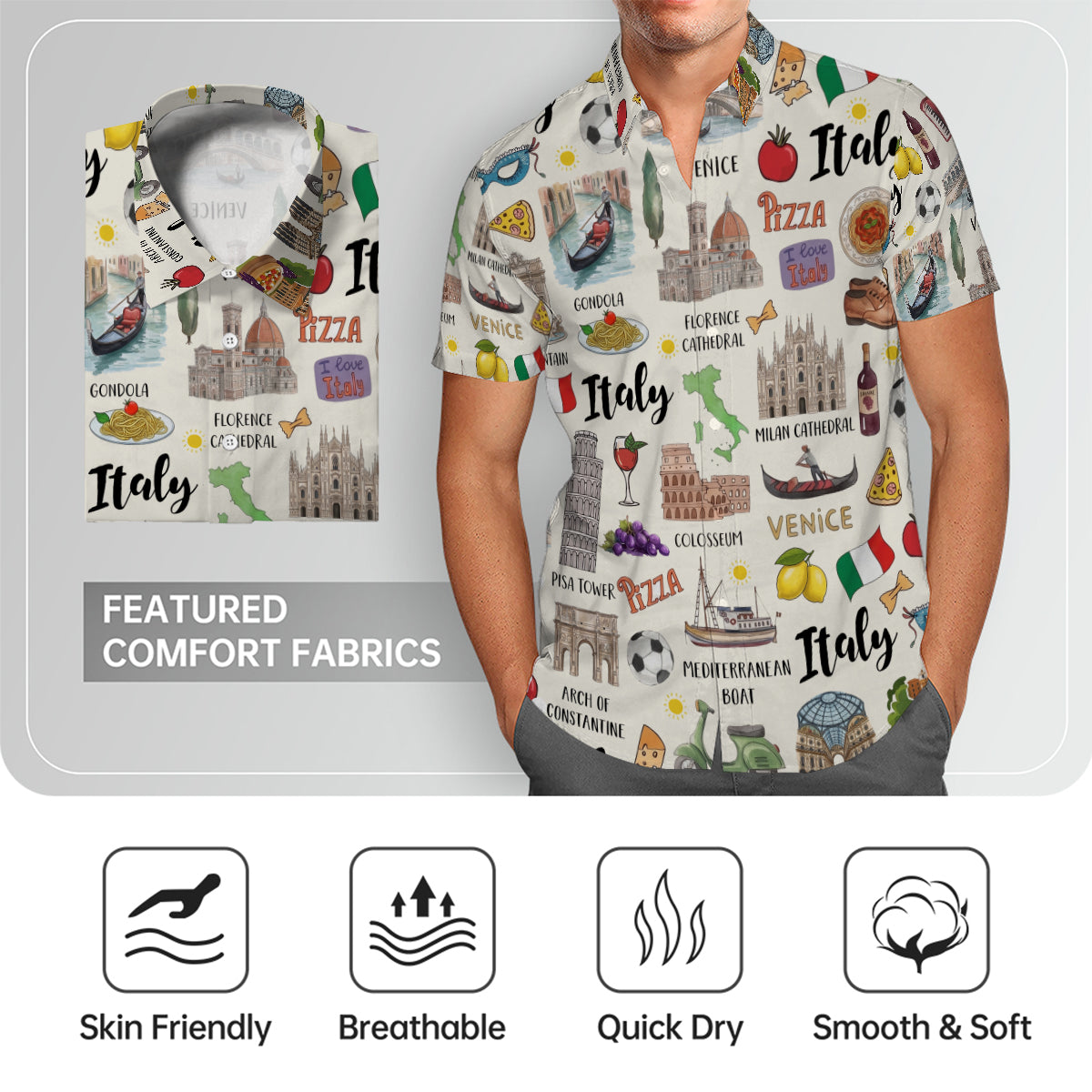 Italy Style Hawaiian Shirt With National Symbols