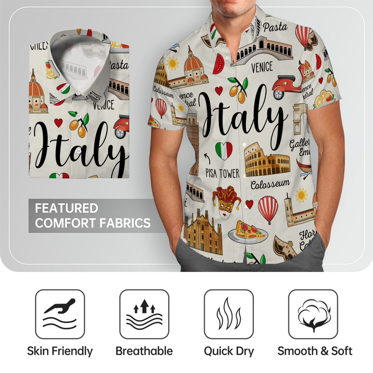 Italy Hawaiian Shirt With Symbols