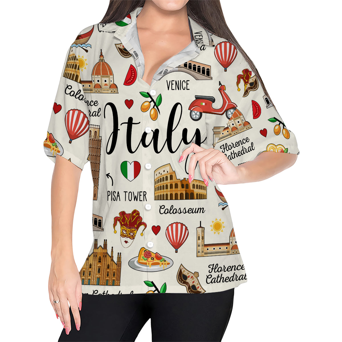 Italy Hawaiian Shirt With Symbols