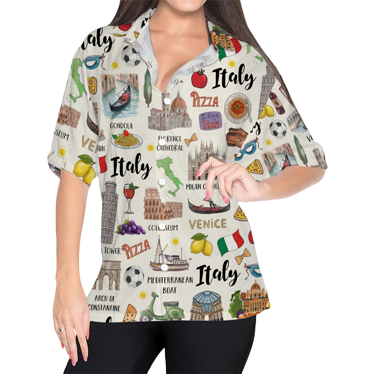 Italy Style Hawaiian Shirt With National Symbols