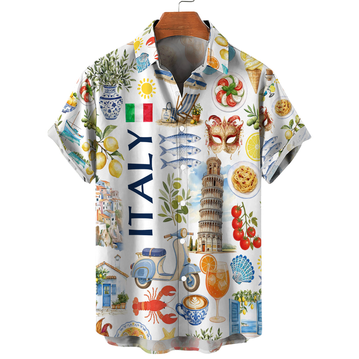 Italy Hawaiian Shirt With Tropical Colors