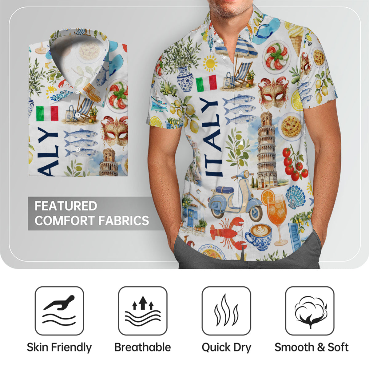 Italy Hawaiian Shirt With Tropical Colors