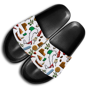 Italy Slide Sandals With Italian Flag Symbols