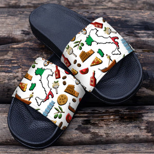 Italy Slide Sandals With Italian Flag Symbols