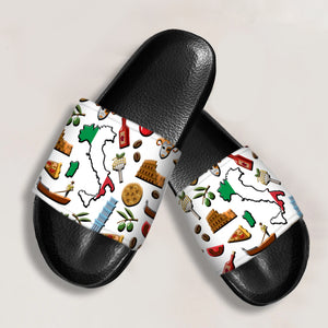 Italy Slide Sandals With Italian Flag Symbols