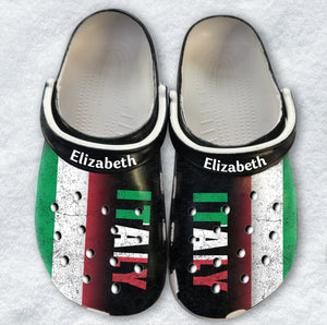 Italy Personalized Clogs Shoes With A Half Flag