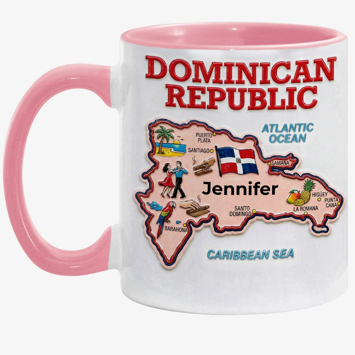 Custom Dominican Republic Map Accent Mug With Your Name