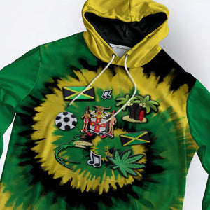 Jamaica Flag Personalized Hoodie With Symbols Tie Dye