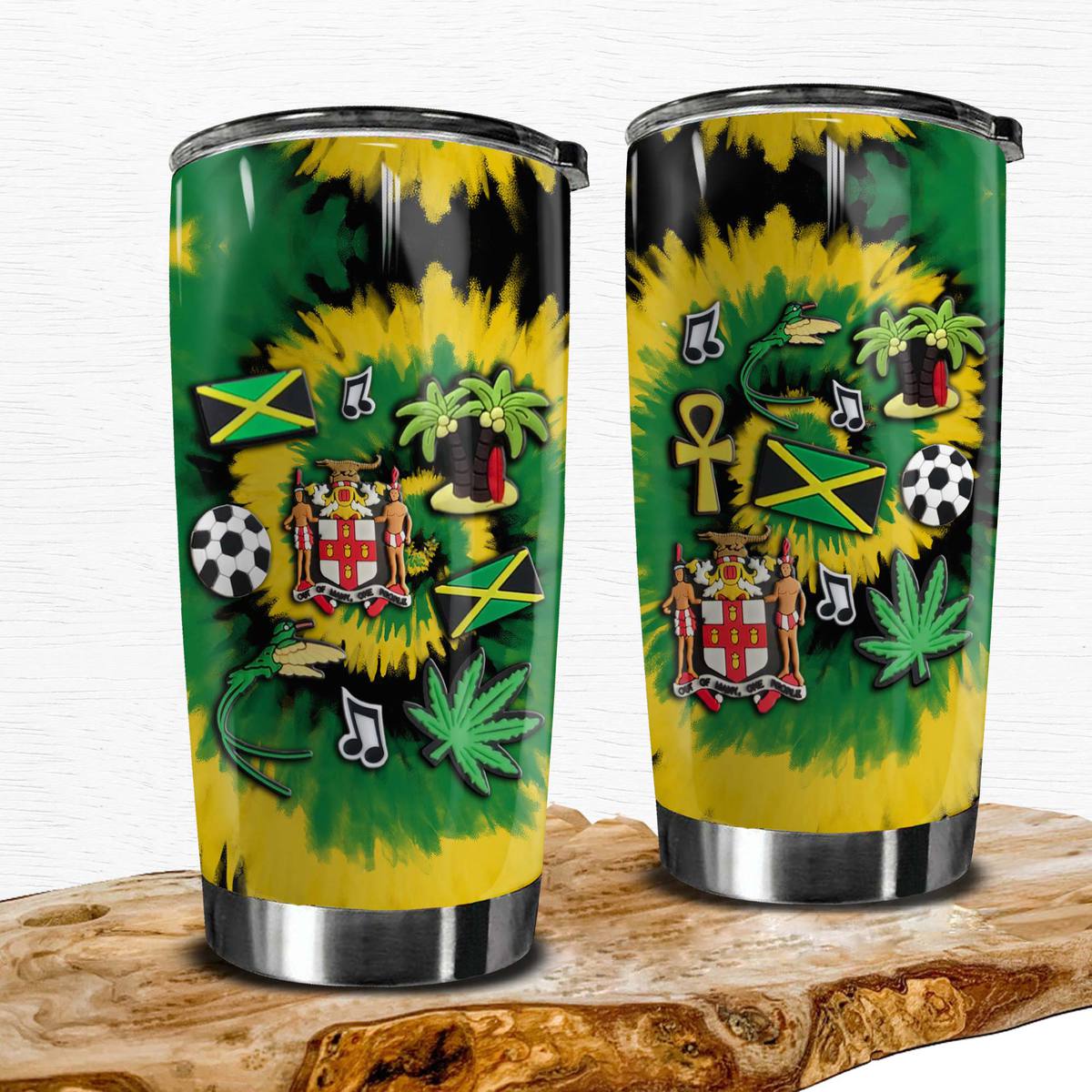 Jamaica Personalized Tumbler With Symbols Tie Dye