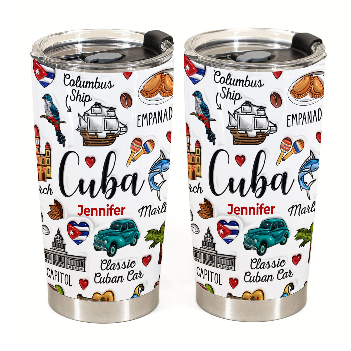 Custom Cuba Cuban Tumbler Cup With Symbols
