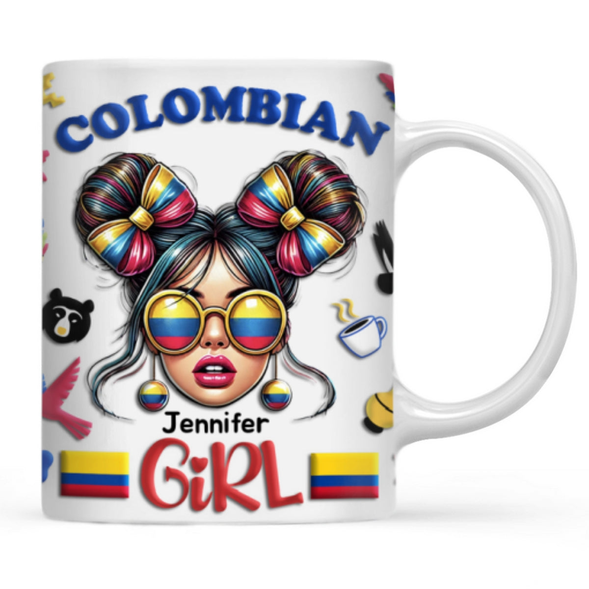 Custom Colombian Girl Mug Cup With Name