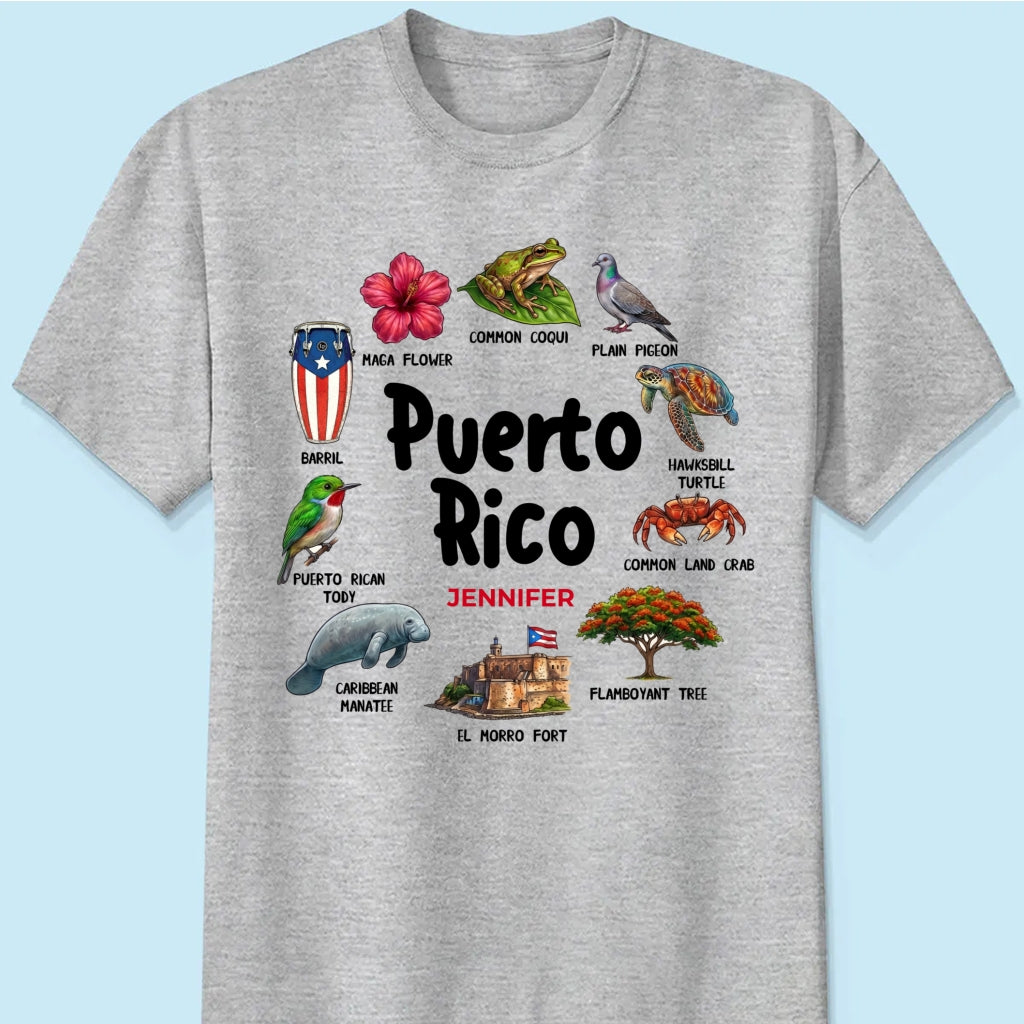 Custom Puerto Rico T-shirt With Circle Symbols