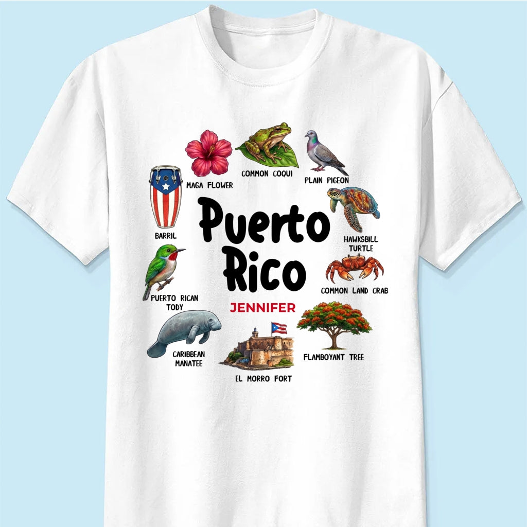 Custom Puerto Rico T-shirt With Circle Symbols