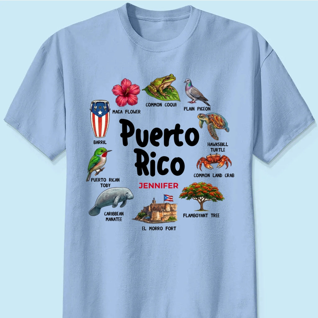 Custom Puerto Rico T-shirt With Circle Symbols