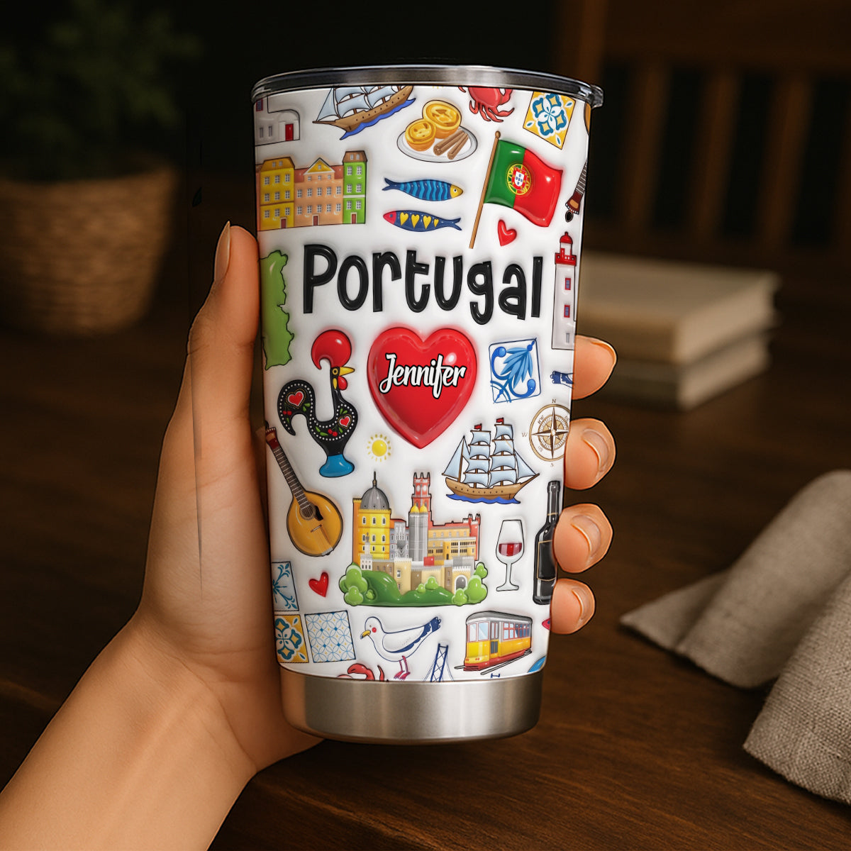 Custom Portugal Tumbler With Flag On Portugal