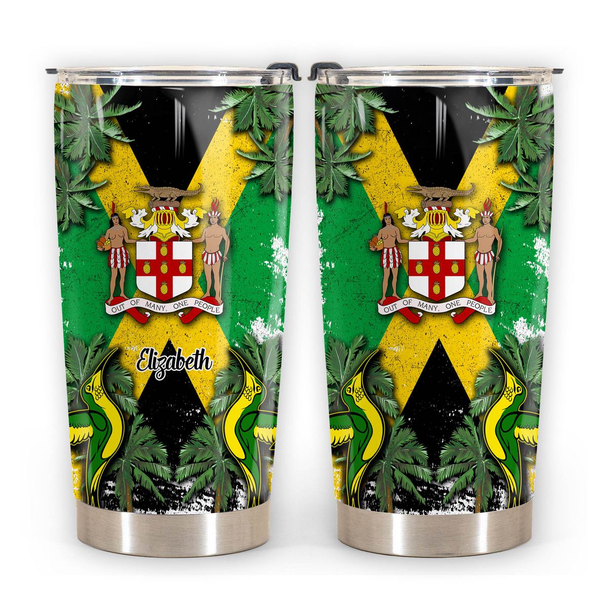 Custom Jamaica Tumbler With Flag, Coconut, Doctor Bird