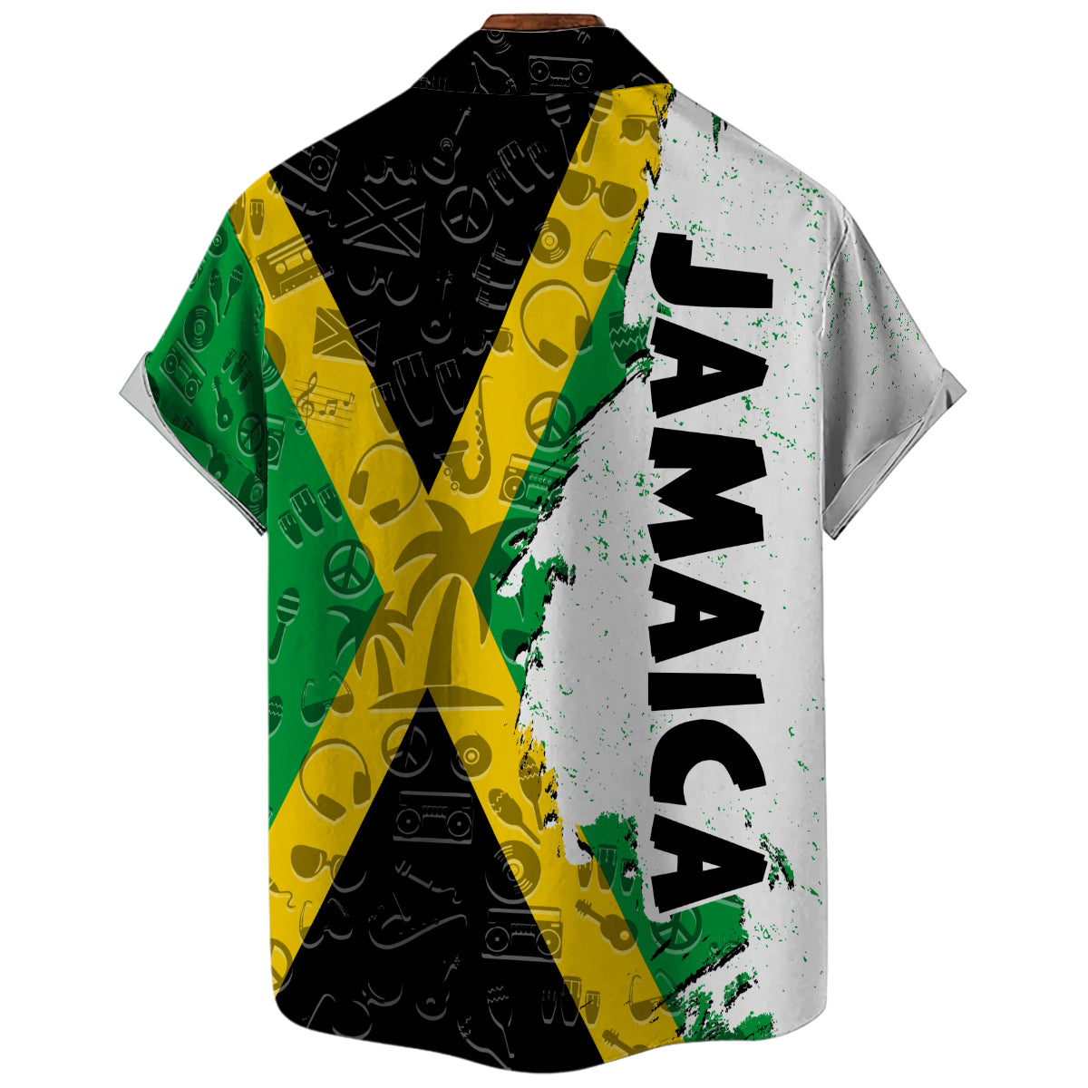Jamaica Hawaiian Shirt With A Half Flag And Symbols